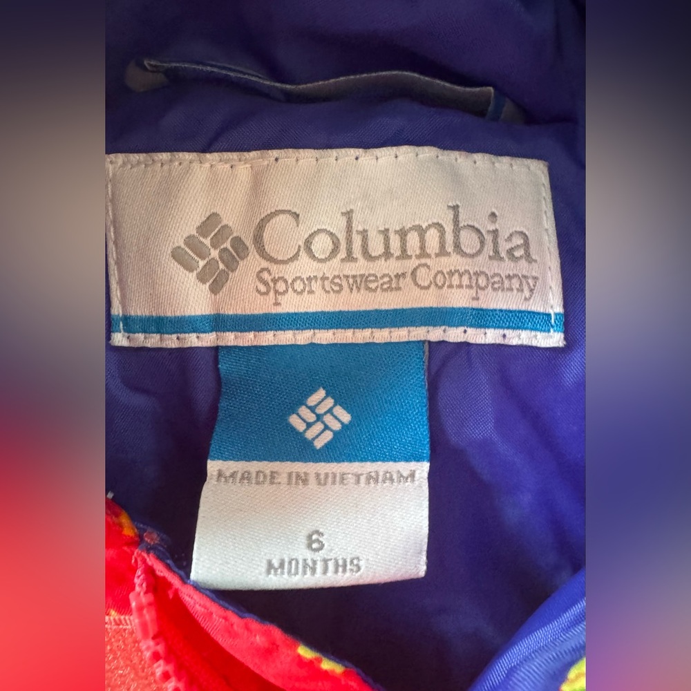 Columbia Sz 6M Baby Bunting Snowsuit Red DOWN FILL Animals - Picture 4 of 6